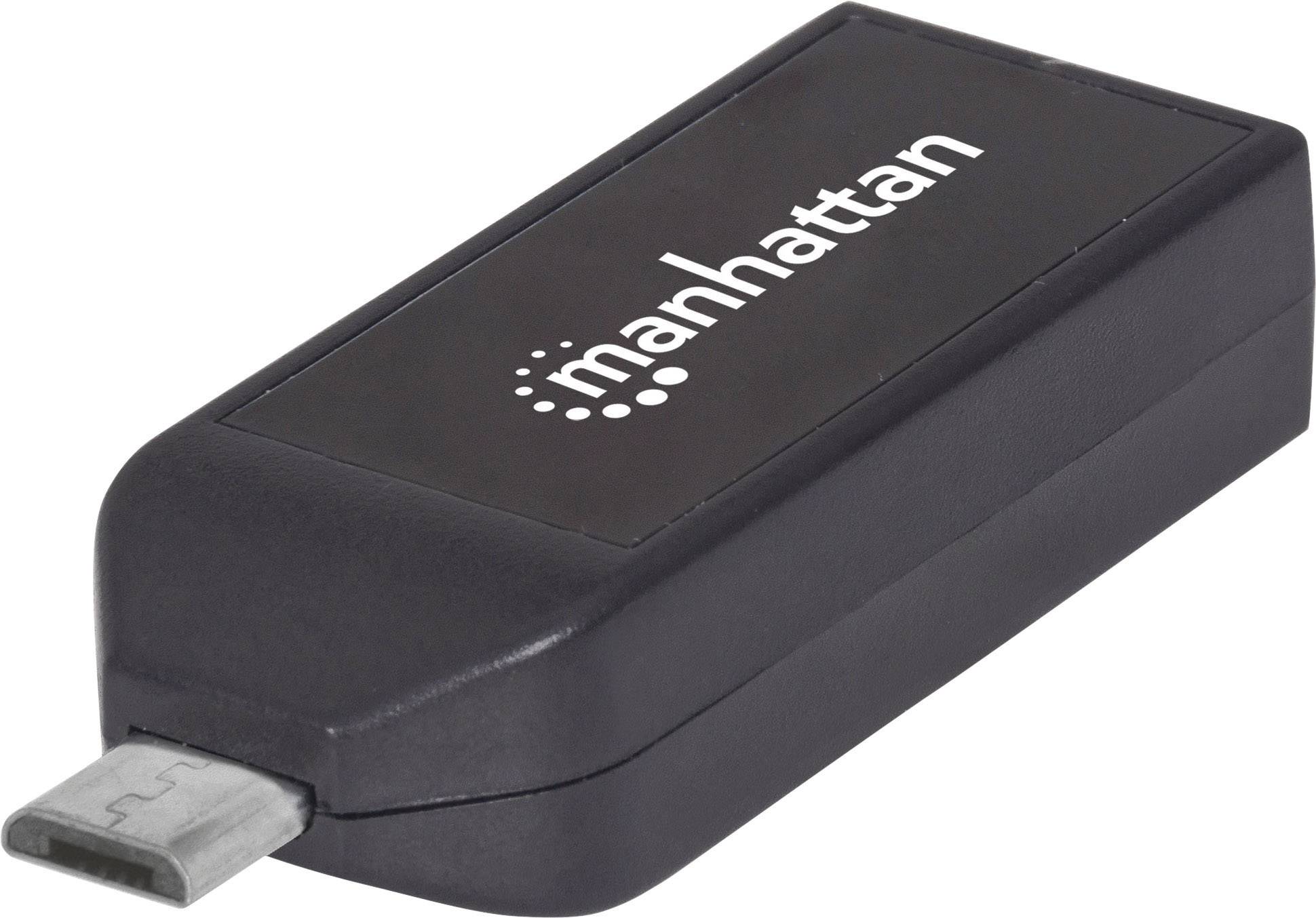 Manhattan USB 2.0 Adapter [1x USB 2.0 Stecker Micro-B - 1x USB 2.0 Buchse A, SD-Karten-Slot] 406222 mit OTG-Funktion