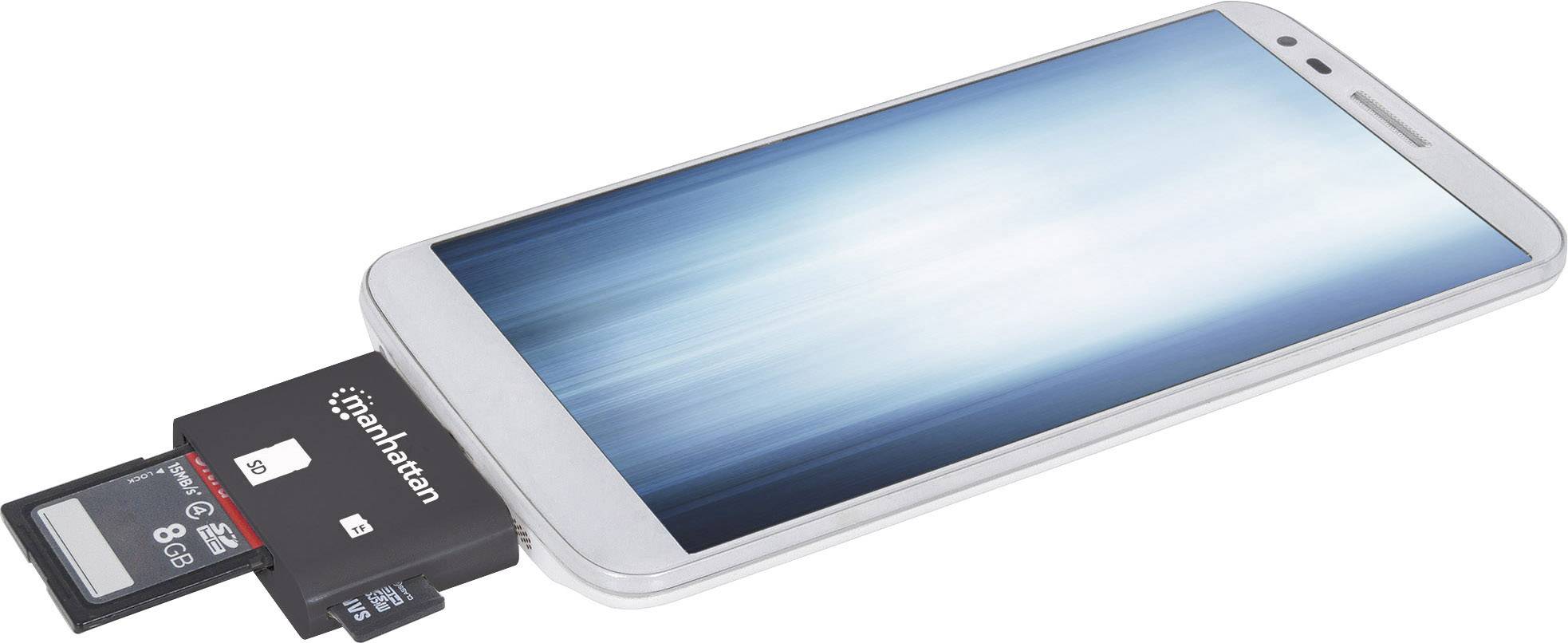 Manhattan USB 2.0 Adapter [1x USB 2.0 Stecker Micro-B - 1x SD-Karten-Slot] 406208 mit OTG-Funktion