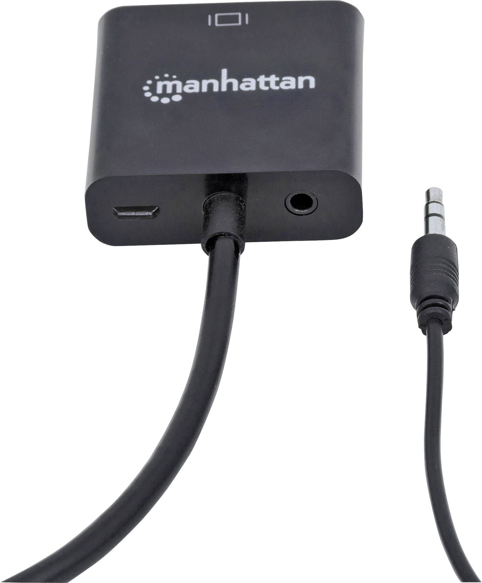 Manhattan 151559 HDMI / Klinke / VGA Adapter [1x HDMI-Stecker - 1x VGA-Buchse, Klinkenbuchse 3.5 mm] Schwarz 0.26 m