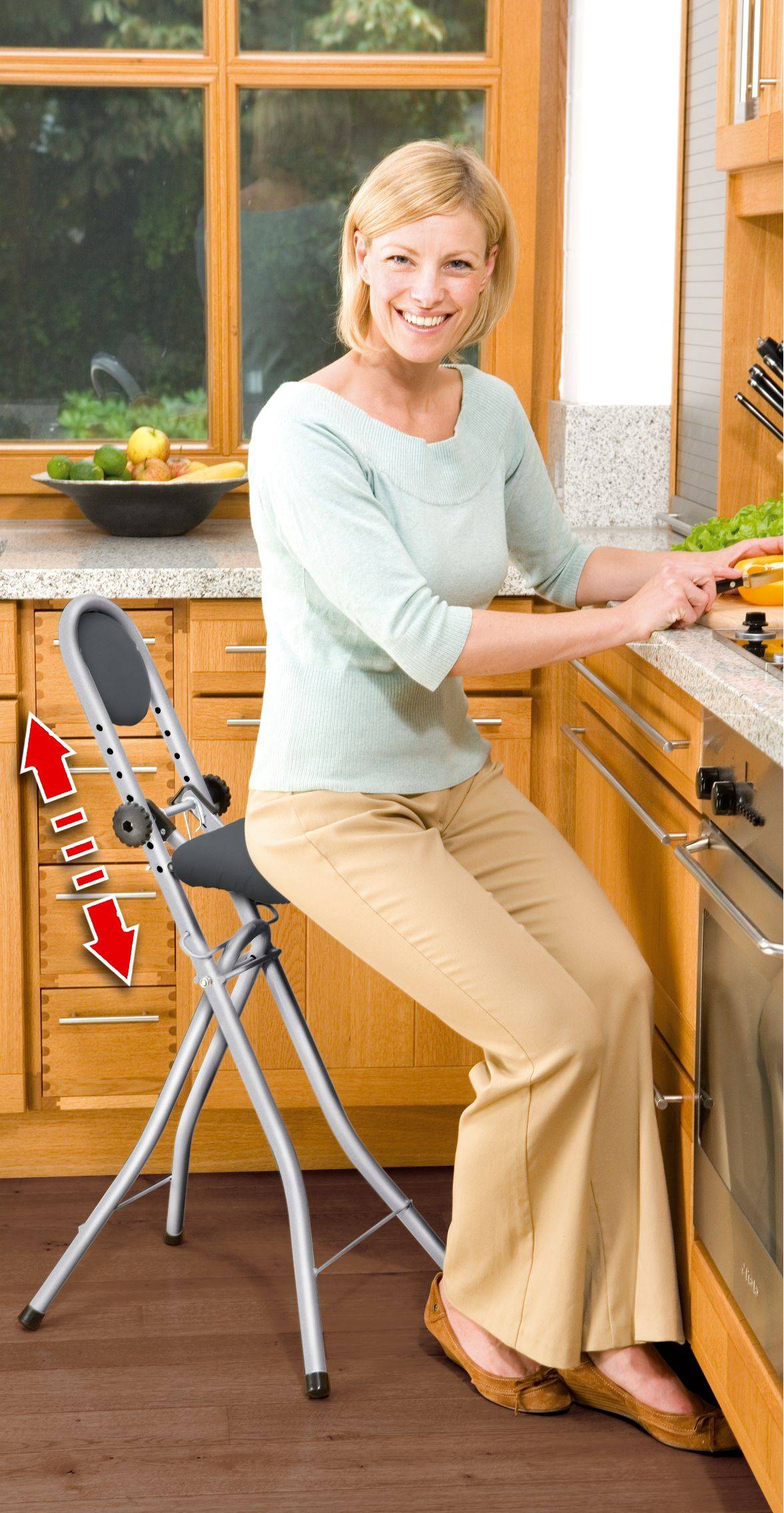Wenko Stehhilfe Secura Silber, Bügelhilfe, mit Rückenkissen