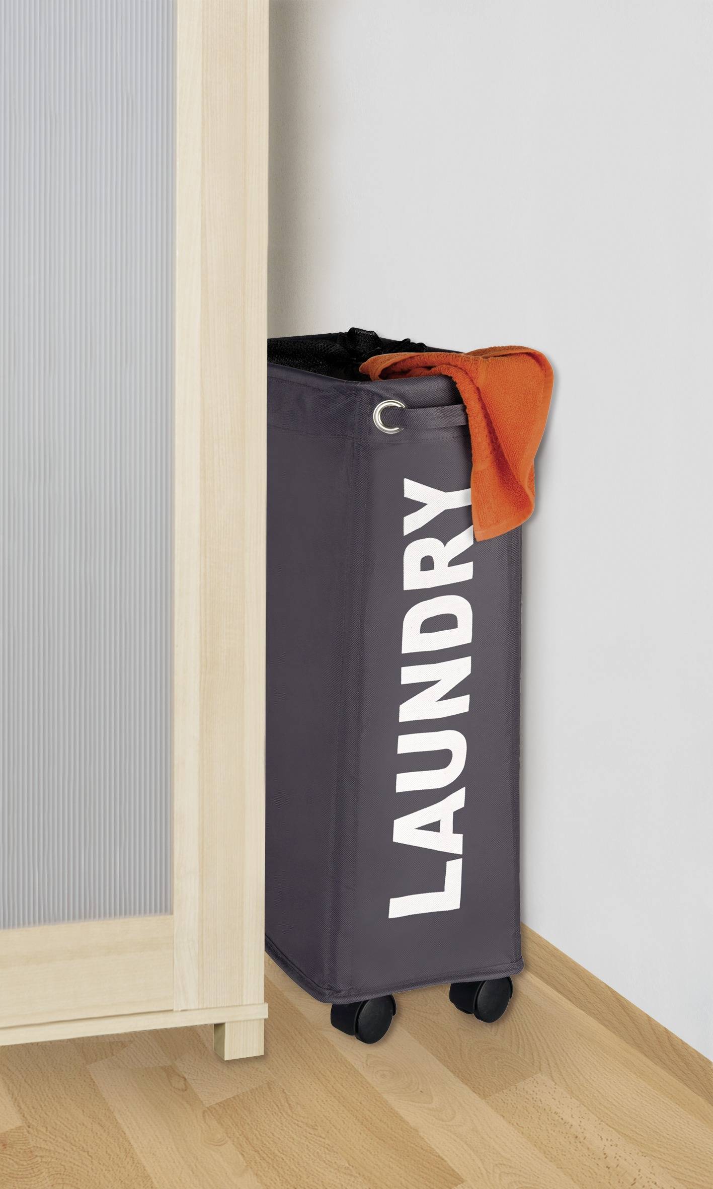 WENKO Wäschesammler Corno Grau, Wäschekorb, 43 l