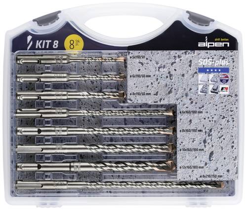 80704100100 Hartmetall Hammerbohrer-Set 8teilig 5 mm, 6 mm, 6 mm, 8 mm, 8 mm, 8 mm, 10 mm, 12m