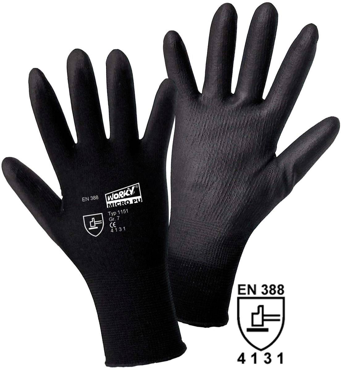Leipold Doehle 1151-XXL MICRO black Nylon-PU Nylon Arbeitshandschuh Größe (Handschuhe): 11, XXL EN 388:2016 CAT II