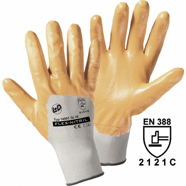 Worky L+D Flex-Nitril 1496C-XL Polyester Arbeitshandschuh Größe (Handschuhe): 10, XL EN 388 CAT II 1 Paar