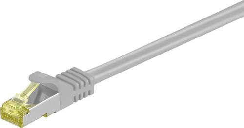Goobay 91603 RJ45 Patchkabel CAT 6a (Rohkabel CAT 7) S/FTP 2.00 m Grau mit Rastnasenschutz, vergold