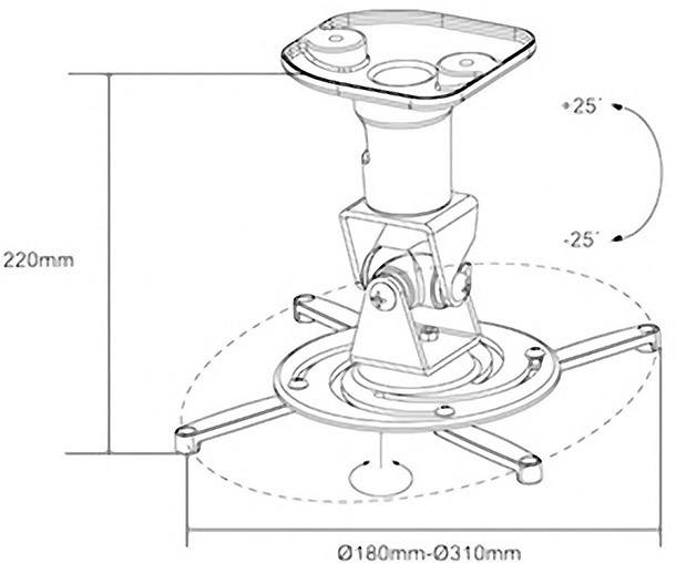 LogiLink BP0001 Beamer-Deckenhalterung Neigbar, Drehbar Boden-/Deckenabstand (max.): 22cm Silber
