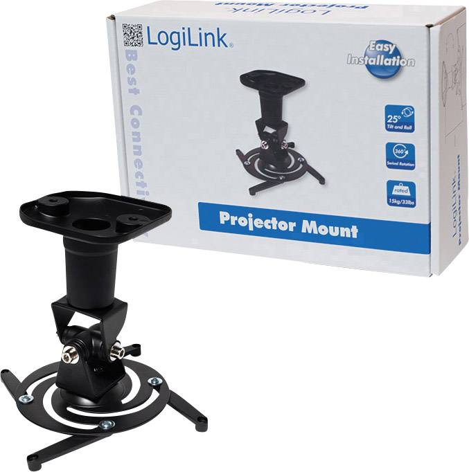 LogiLink BP0002 Beamer-Deckenhalterung Neigbar, Drehbar Boden-/Deckenabstand (max.): 22 cm  Schwarz