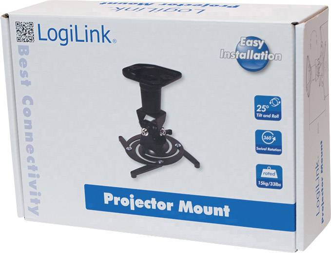 LogiLink BP0002 Beamer-Deckenhalterung Neigbar, Drehbar Boden-/Deckenabstand (max.): 22 cm  Schwarz