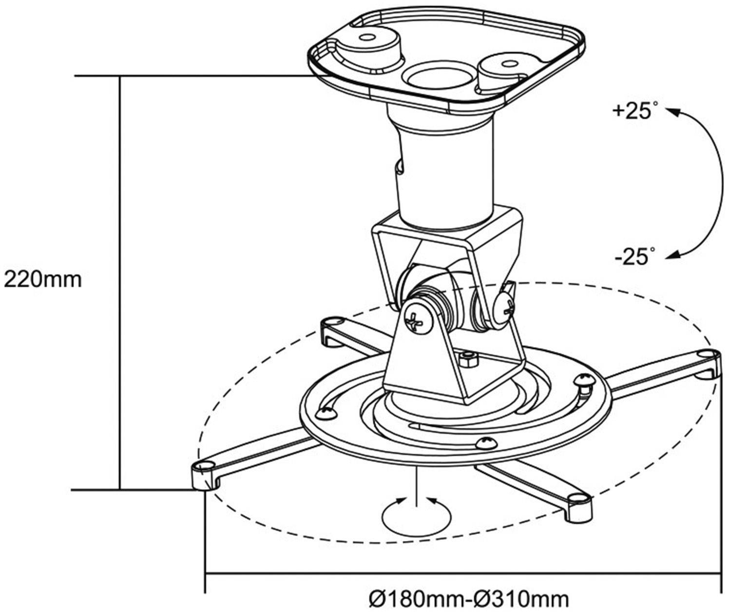 LogiLink BP0003 Beamer-Deckenhalterung Neigbar, Drehbar Boden-/Deckenabstand (max.): 22 cm Weiß