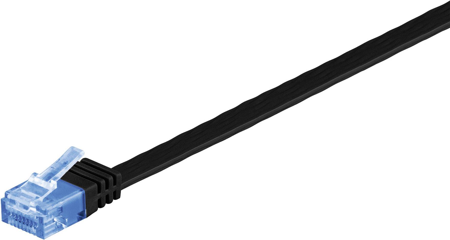 Goobay 96345 RJ45 Netzwerkkabel, Patchkabel CAT 6a U/UTP 5.00 m Schwarz hochflexibel, mit Rastnasenschutz, vergoldete Steckkontakte 1 St.