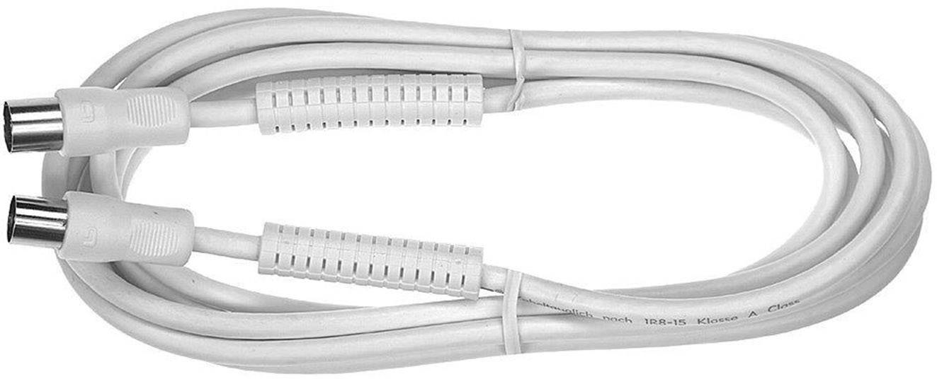 Axing Antennen Anschlusskabel [1x Antennenstecker 75 Ω - 1x Antennenbuchse 75 Ω] 10.00 m 85 dB Weiß