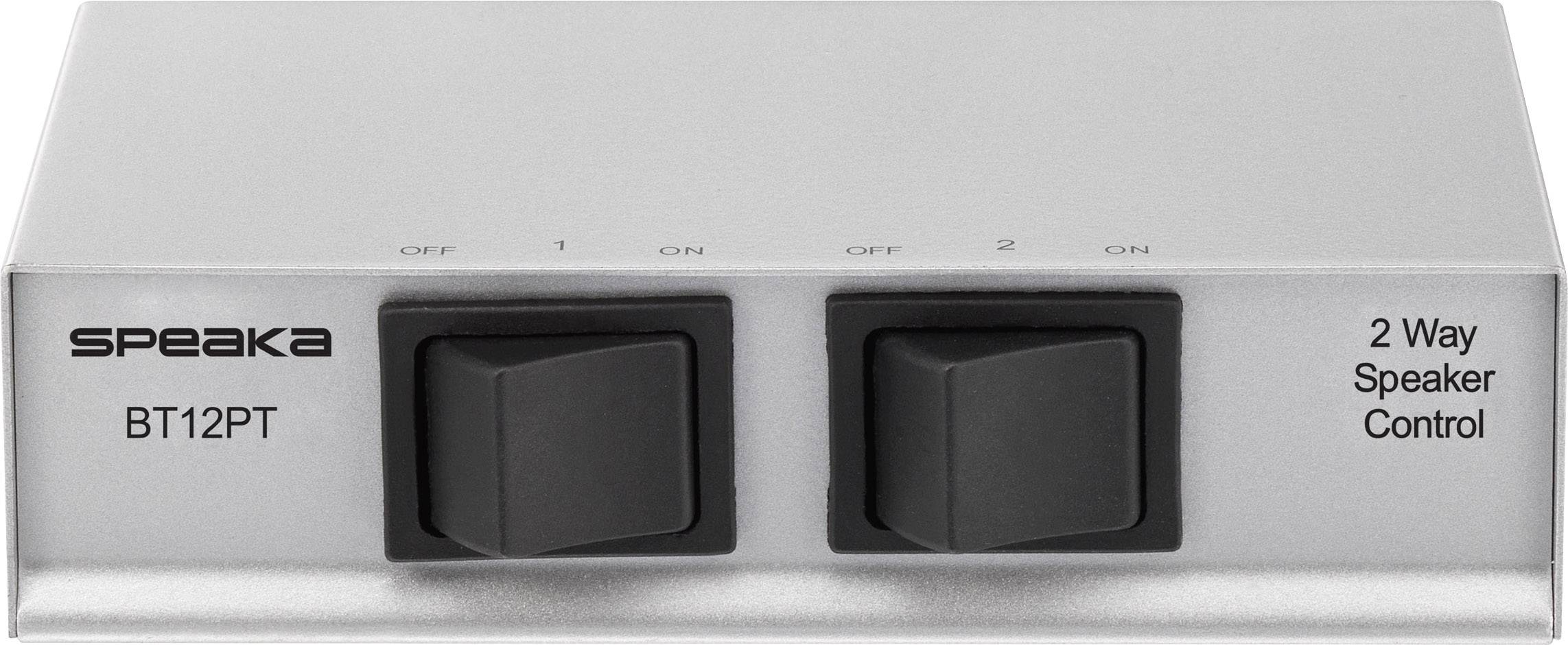 SpeaKa Professional 2 Port Lautsprecher-Umschalter Schraubanschluss Metallgehäuse Silber