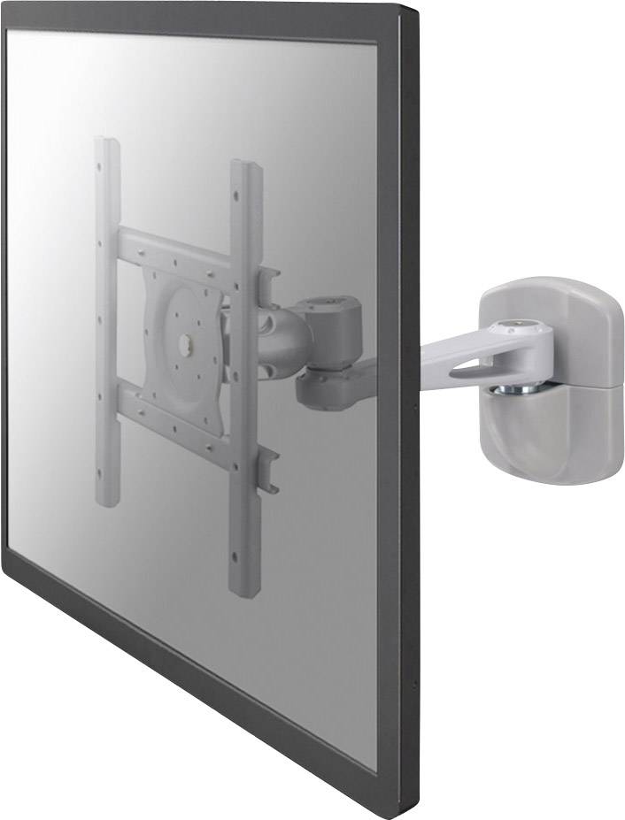 Flacher Bildschirm an einer Wandhalterung, seitlich gezeigt. Bildschirm ist in einer Schwenkposition befestigt.