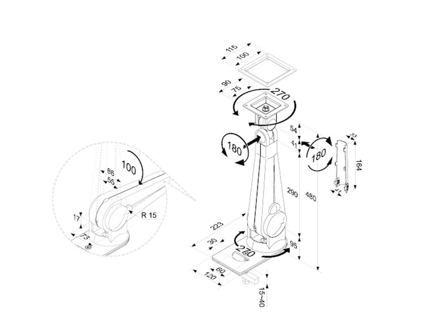 NewStar FPMA-D200BLACK 1fach Monitor-Tischhalterung 25,4cm (10") - 76,2cm (30") Neigbar, Schwenkbar