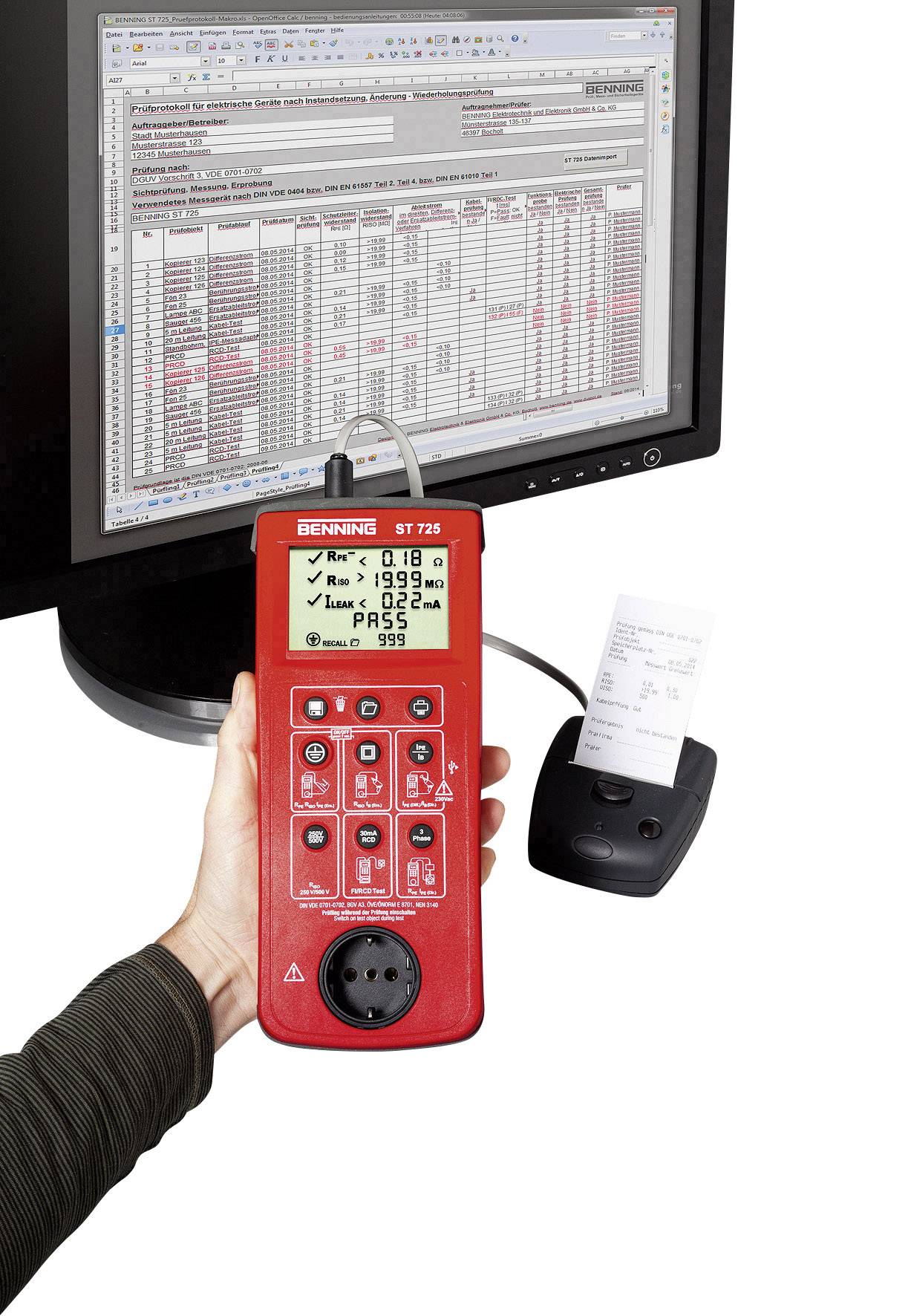 Benning ST 725 Gerätetester VDE-Norm 0701-0702