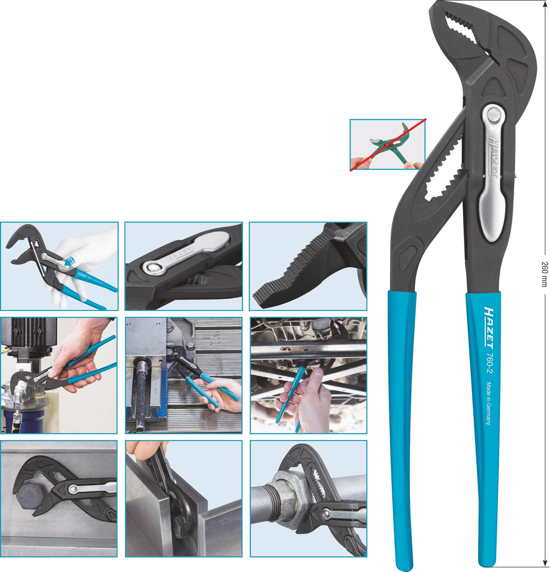 Hazet 760-2 760-2 Wasserpumpenzange 260 mm