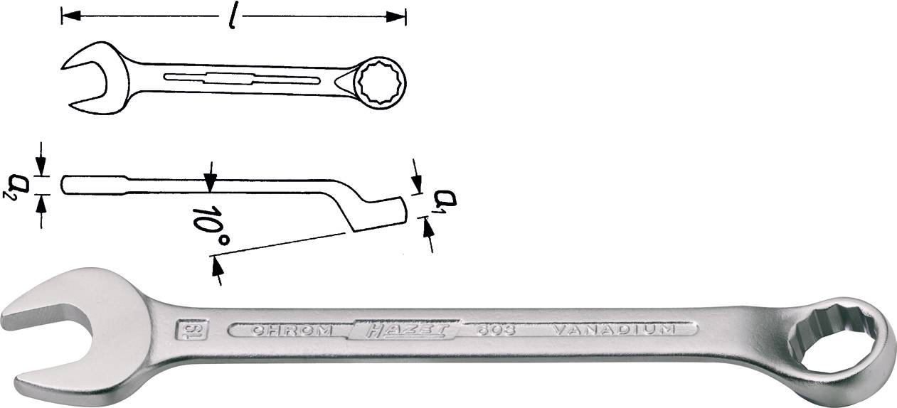 Ringmaulschlüssel 603 SW 7mm L.110mm Form B Spezialstahl HAZET