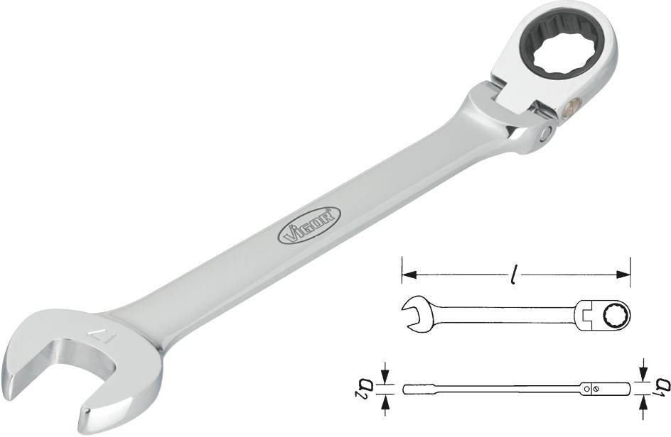 Vigor V2810 Knarren-Ring-Maulschlüssel Schlüsselweite (Metrisch) 14 mm