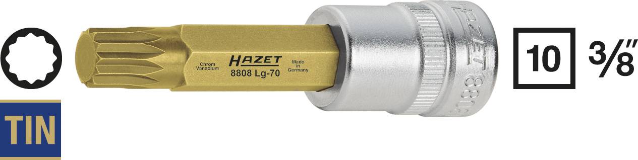 Hazet 8808LG70-10 Innen-Vielzahn (XZN) Steckschlüssel-Bit-Einsatz 10 mm 3/8" (10 mm)