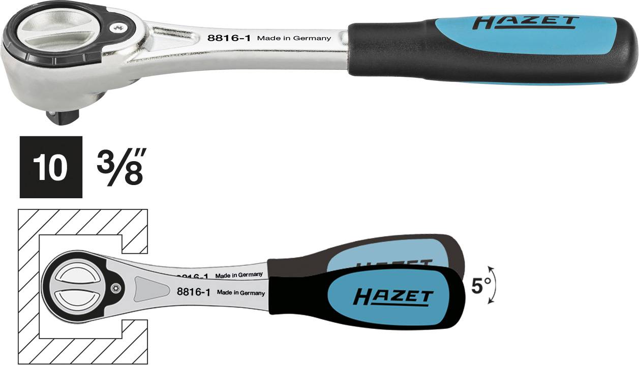 Hazet 8816-1 Umschaltknarre 3/8" (10 mm) 186 mm