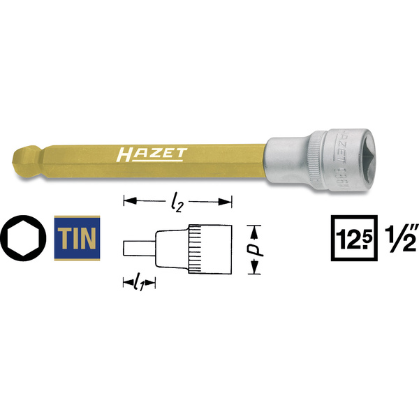 Hazet Steckschlüssel-Bit-Einsatz 1/2" (12.5 mm) 986KK-10