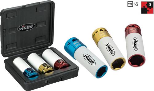 V2522 Außen-Sechskant Kraft-Steckschlüsseleinsatz-Set 3teilig 1/2 (12.5 mm)