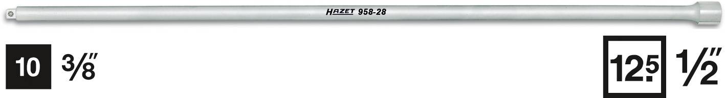 Langer, silberner Hex-Steckschlüssel mit der Aufschrift 'HAZET 996-39'. Größenangaben '10 3/8