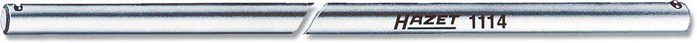 Ein verchromtes, zylindrisches Werkzeug mit der Aufschrift 'HAZET 1114', wahrscheinlich ein Verlängerungsstab für Steckschlüsselsätze.