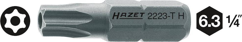Torx-Bit von Hazet, Modell 2223-TH, Größe 6.3, geeignet für 1/4-Zoll-Antriebe.