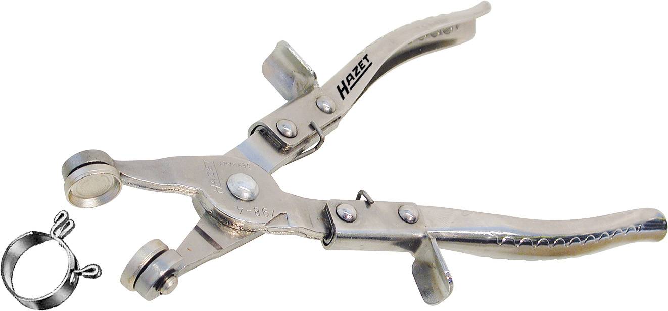 Metallzange mit Hebelarmen und geriffeltem Griff, verwendet für das Entfernen oder Anbringen von Schellen.