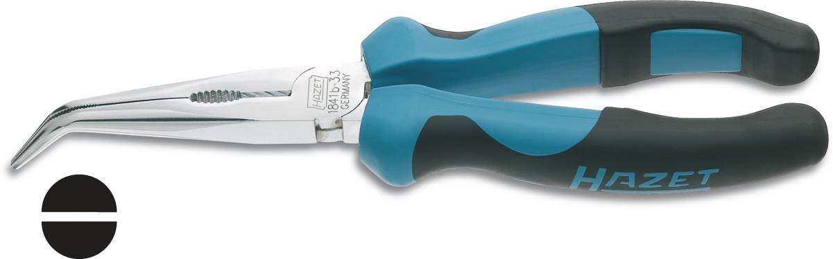 Hazet 1841B-33 Werkstatt Flachrundzange 45° gebogen Spezialstahl 200 mm