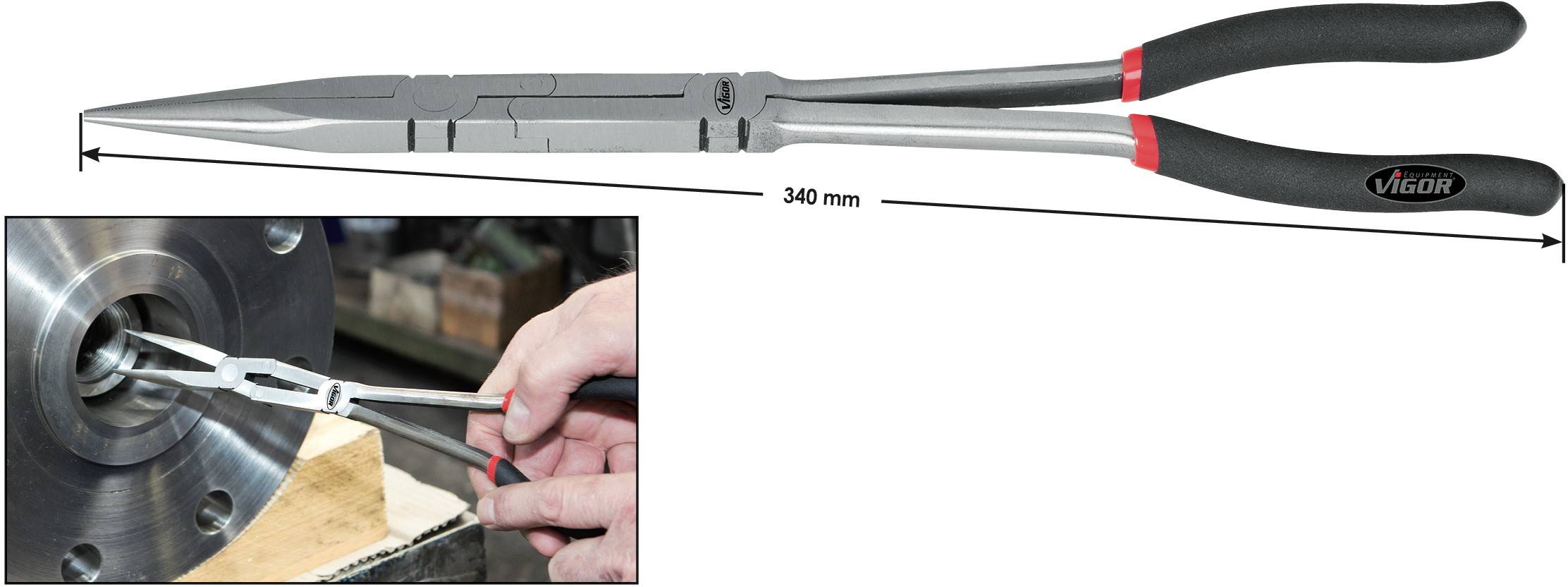 Vigor V2783 Werkstatt Flachrundzange Gerade 340mm