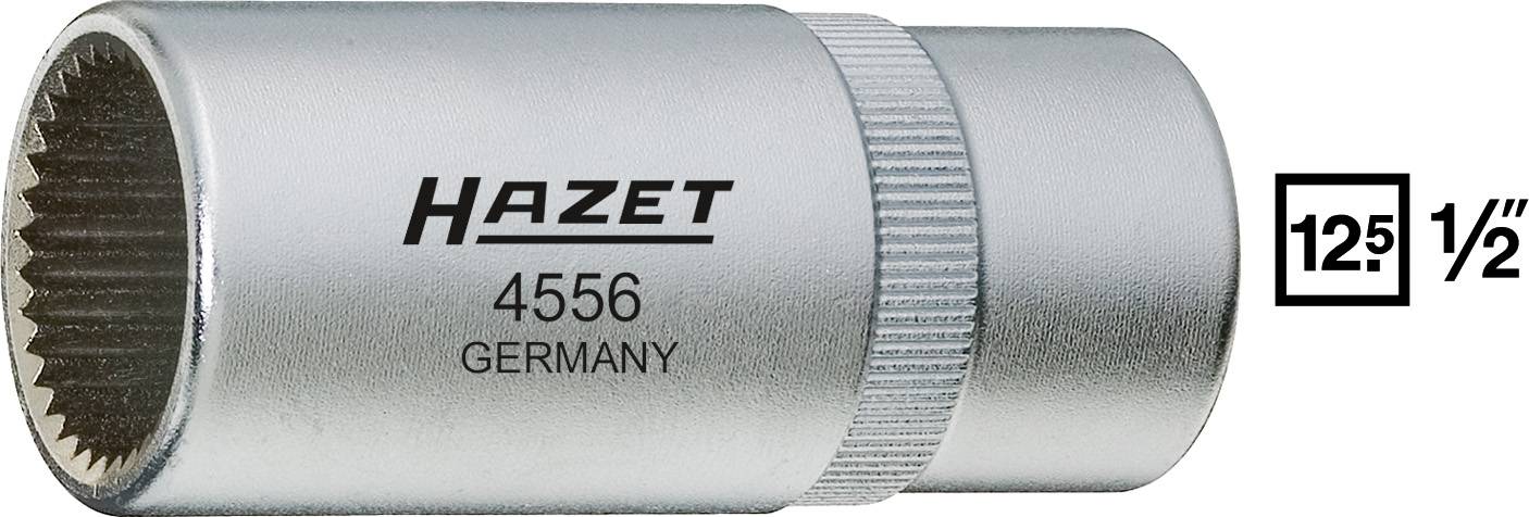 Stecknuss Hazet 4556, made in Germany, mit gerändeltem Ring für besseren Halt, Quadratgröße 12,5 mm (1/2 Zoll).