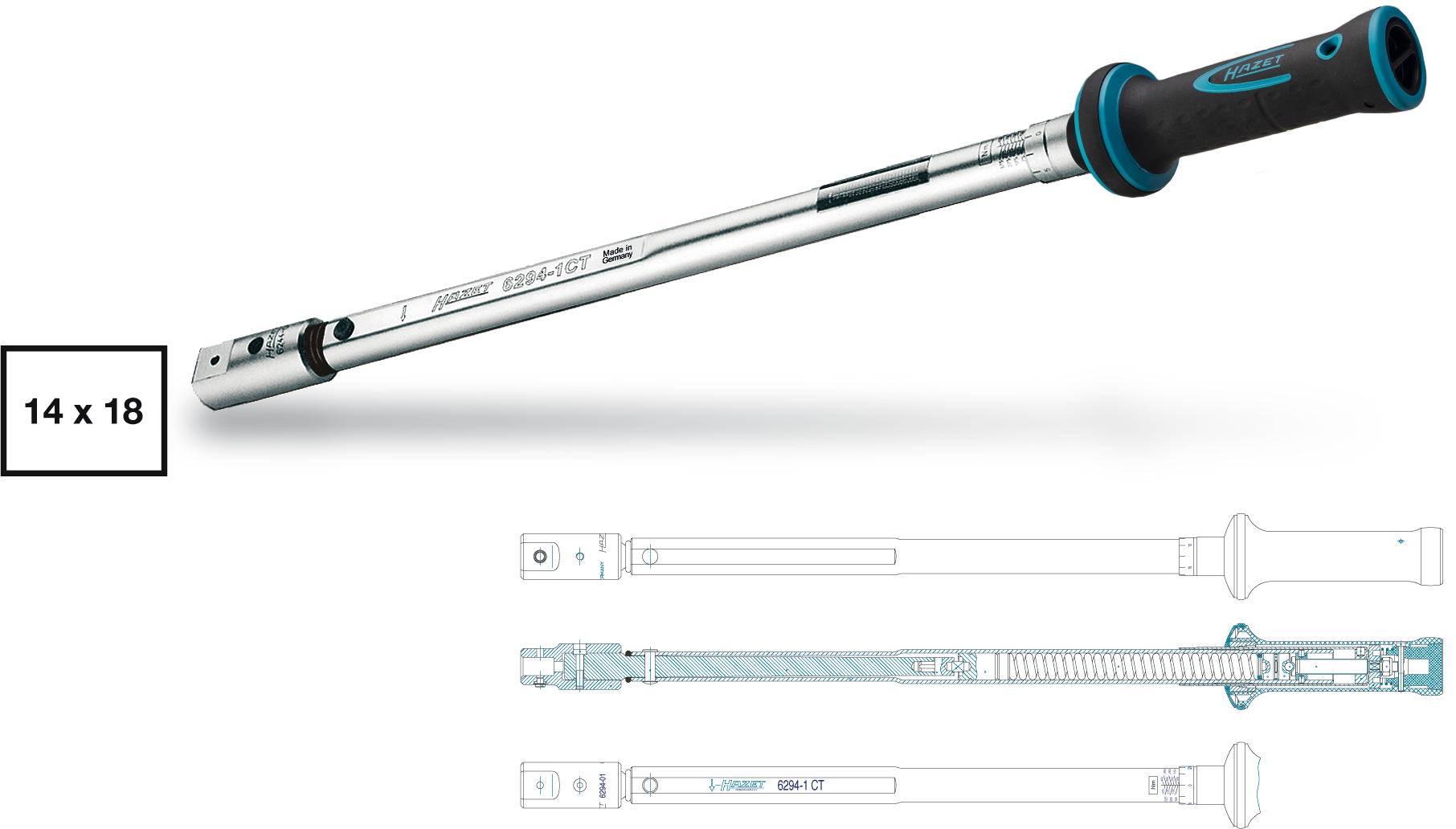 Hazet 6295-1CT 6295-1CT Drehmomentschlüssel für Einsteckwerkzeuge 200 - 500 Nm