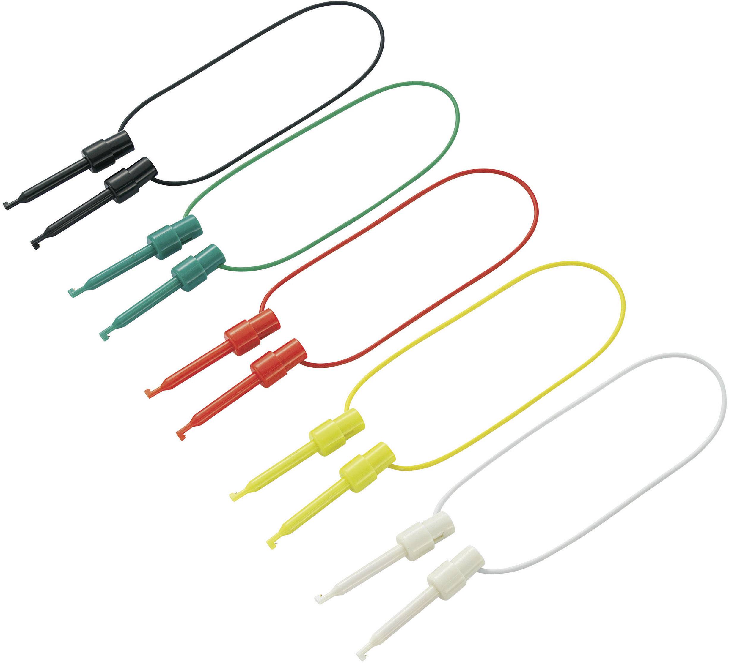 VOLTCRAFT Messleitungs-Set Abgreifklemmen Abgreifklemmen 0.28m Schwarz, Rot, Grün, Gelb, Weiß 1 Set