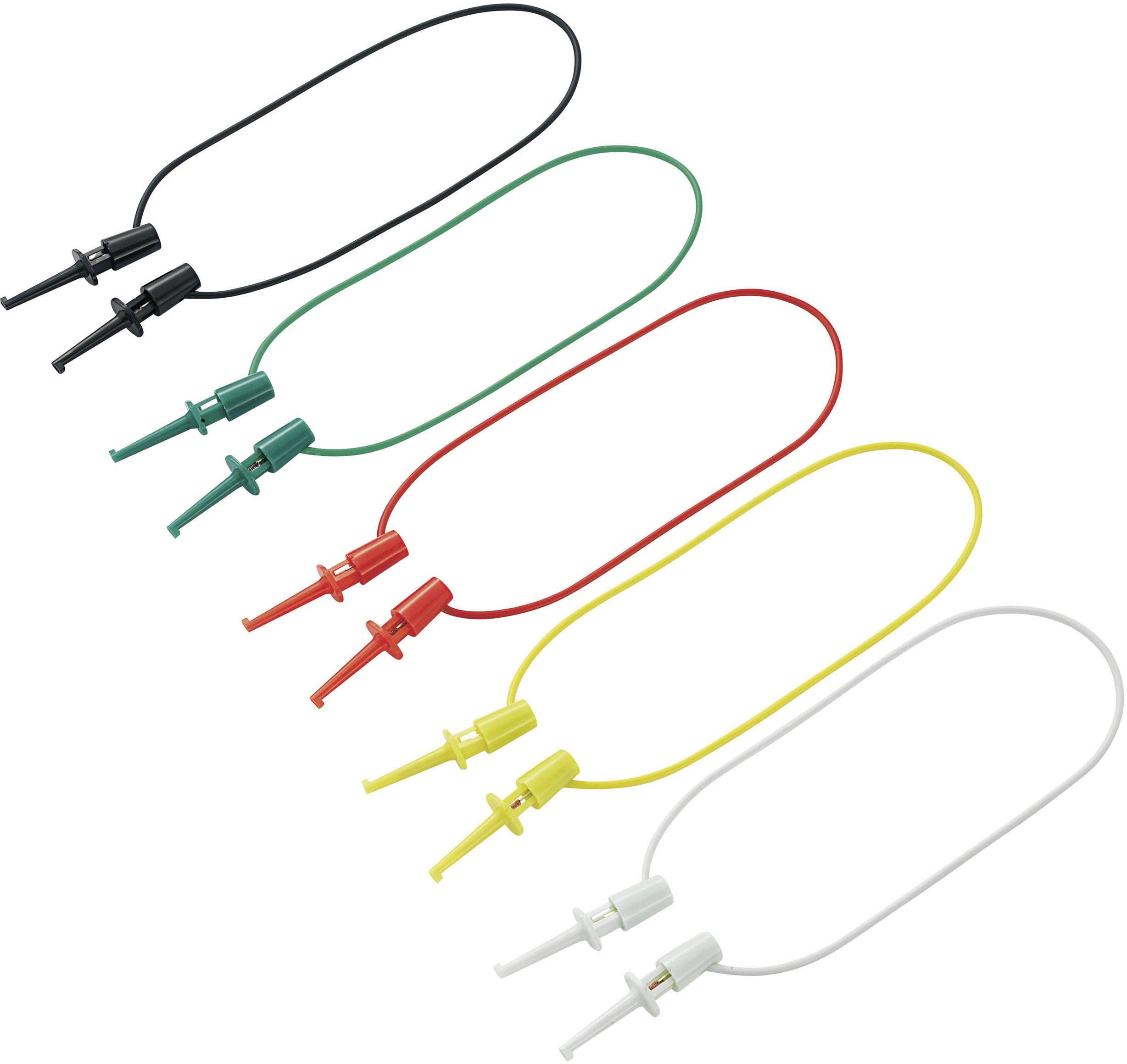 VOLTCRAFT Messleitungs-Set Abgreifklemmen Abgreifklemmen 0.28m Schwarz, Rot, Grün, Gelb, Weiß 1 Set
