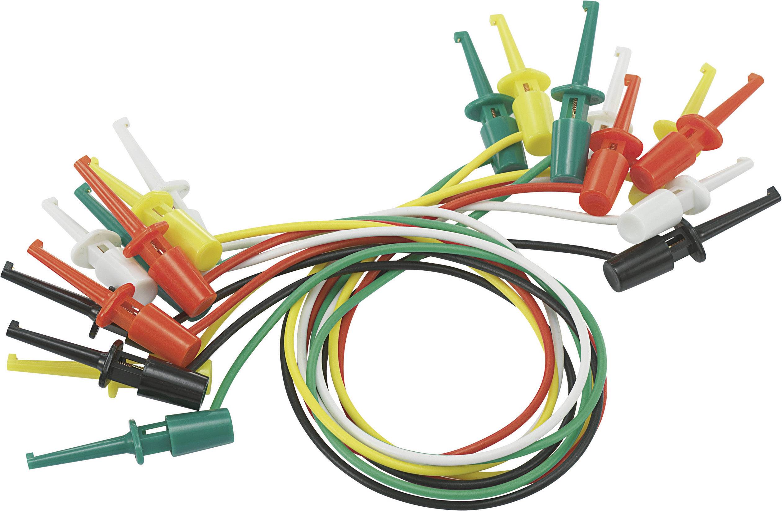 VOLTCRAFT Messleitungs-Set Abgreifklemmen Abgreifklemmen 0.28m Schwarz, Rot, Grün, Gelb, Weiß 1 Set