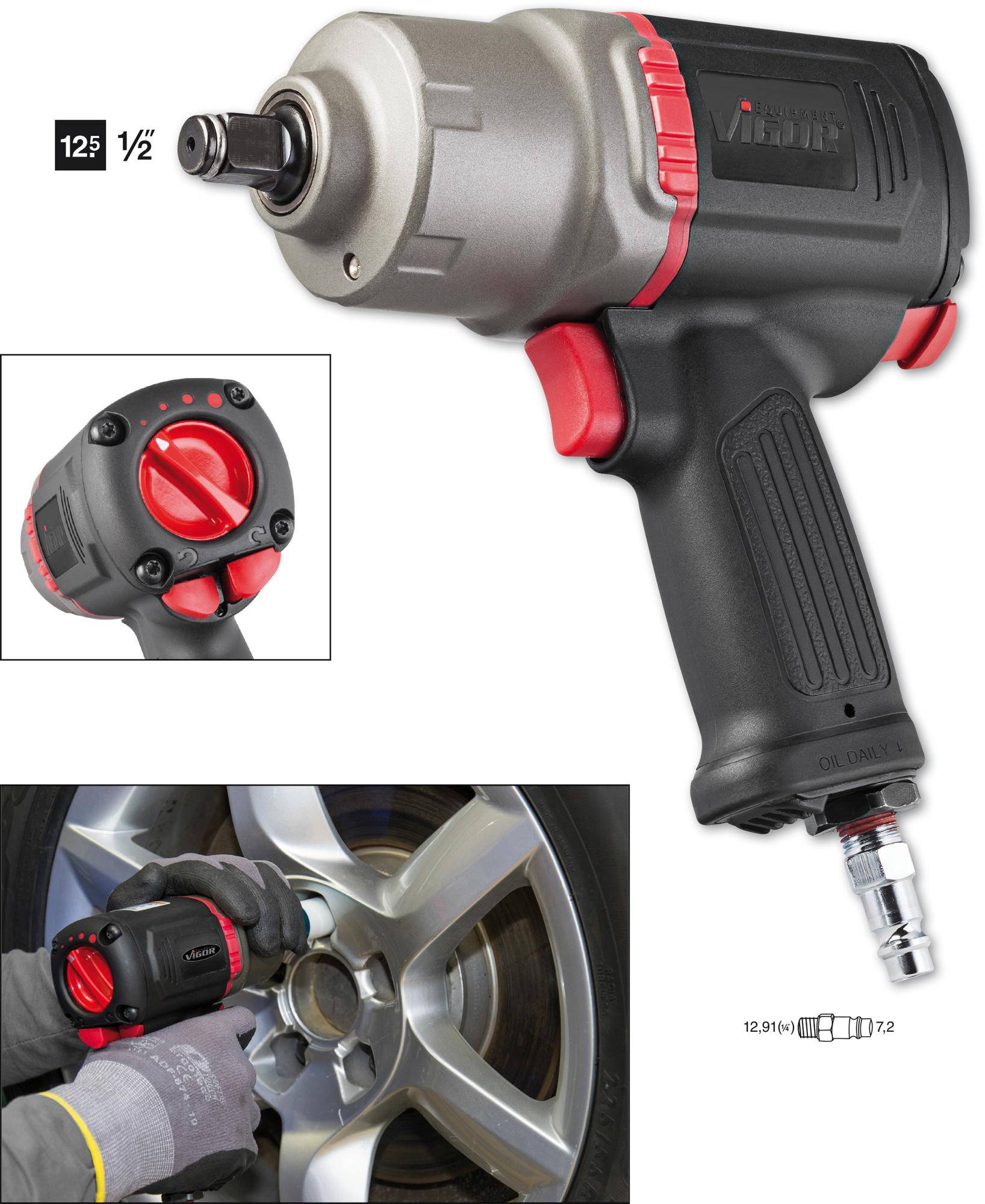 Vigor V3653 Druckluft-Schlagschrauber Werkzeugaufnahme: 1/2" (12.5 mm) Außenvierkant Drehmoment