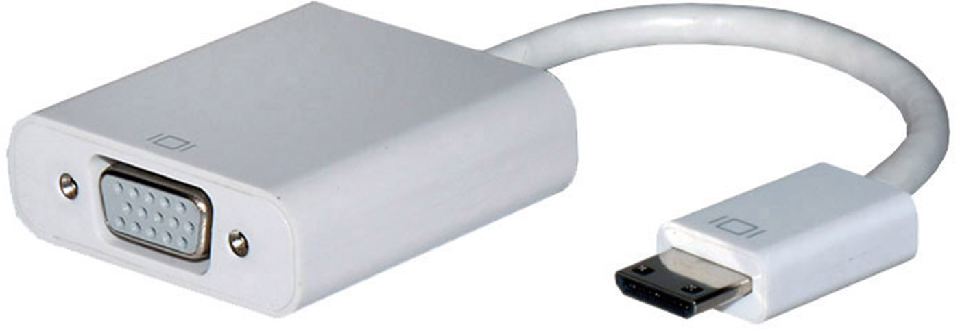 Inakustik 009120606 HDMI / VGA / Klinke Konverter [1x HDMI-Stecker C Mini - 1x VGA-Buchse, Klinkenbuchse 3.5 mm] Weiß