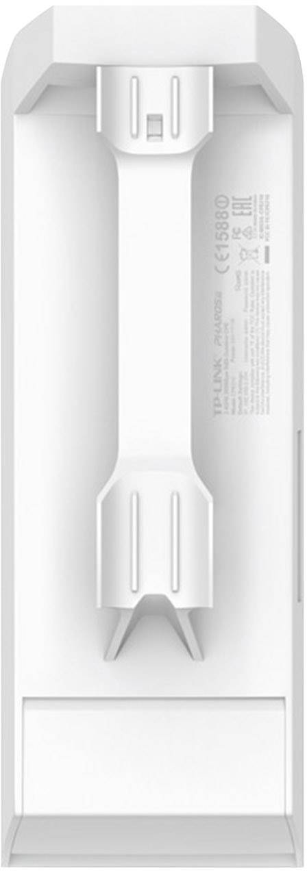 Wandhalterung für einen Unifi Access Point, weiß, rechteckig, mit Halterungsschiene in der Mitte und Befestigungspunkten oben.