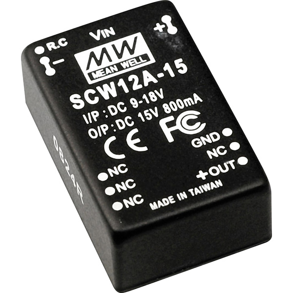 Mean Well SCW12C-12 DC/DC-Wandler 12W Anzahl Ausgänge: 1 x Inhalt 1St.