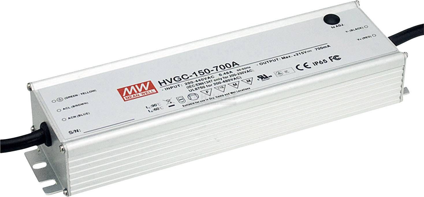 Mean Well MW HVGC-150-350A LED-Treiber Konstantstrom 149.8W 0.35A 42 - 428 V/DC dimmbar, PFC-Schaltkreis, Überlastschutz