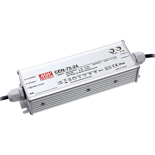 Mean Well CEN-75-48 LED-Treiber, LED-Trafo Konstantspannung, Konstantstrom 75 W 0 - 1.57 A 36 - 48 V/DC dimmbar, PFC-Schaltkreis, Überlastschutz,
