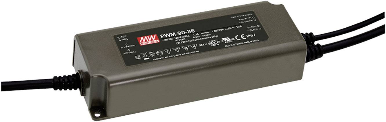 Mean Well MW PWM-90-24 LED-Trafo Konstantspannung 90W 0 - 3.75A 24 V/DC dimmbar, PFC-Schaltkreis, Überlastschutz 1St.