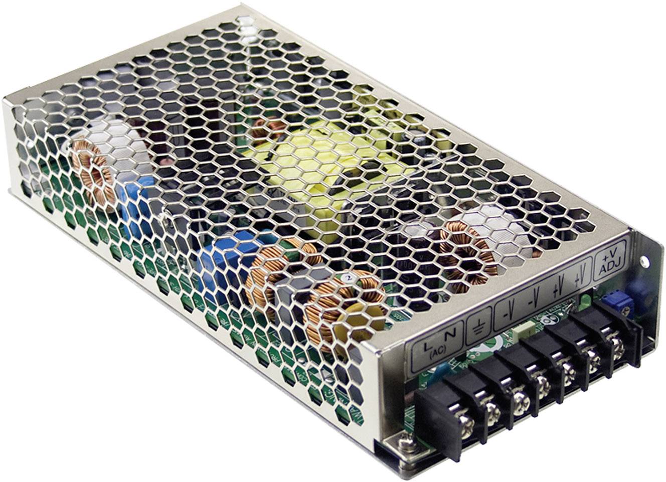 Netzteil mit Gitterabdeckung und Anschlussklemmen, geeignet für elektronische Anwendungen.