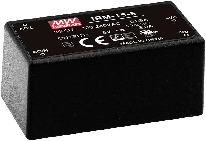 Mean Well MW IRM-15-5 AC/DC-Printnetzteil 5 V/DC 3 A 15 W