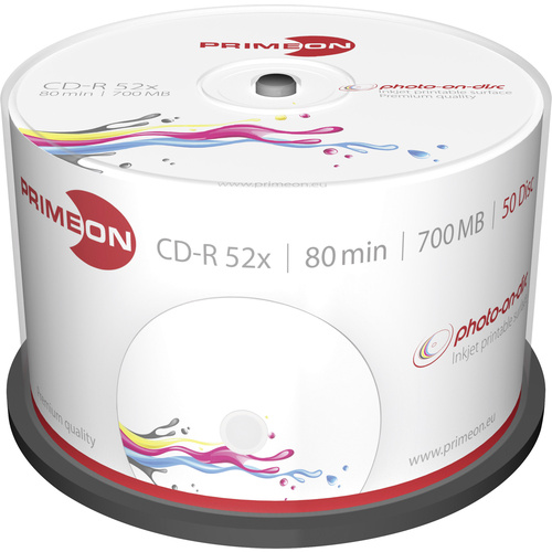 Primeon 2761105 CD-R 80 Rohling 700 MB 50 St. Spindel Bedruckbar
