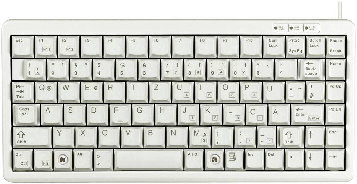 CHERRY Slim-Line USB/PS2 USB Tastatur Deutsch, QWERTZ Grau