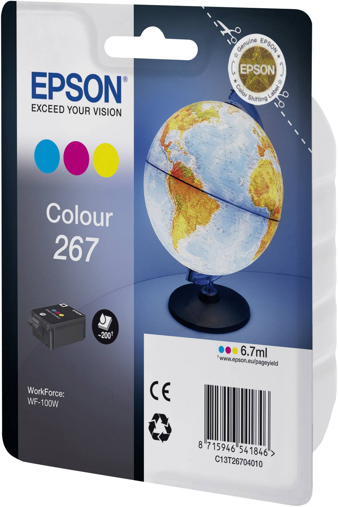Epson Druckerpatrone T2670, 267 Original Cyan, Magenta, Gelb C13T26704010