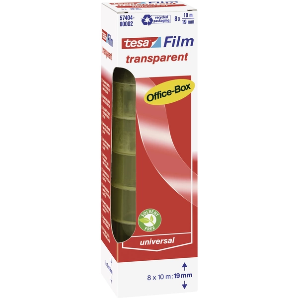 TESA OFFICE-BOX 57404-00002-04 tesafilm Transparent (L x B) 10m x 19mm 8St. TESA OFFICE-BOX 57404-00002-04 tesafilm Transparent (L x B) 10m x 19mm 8St.